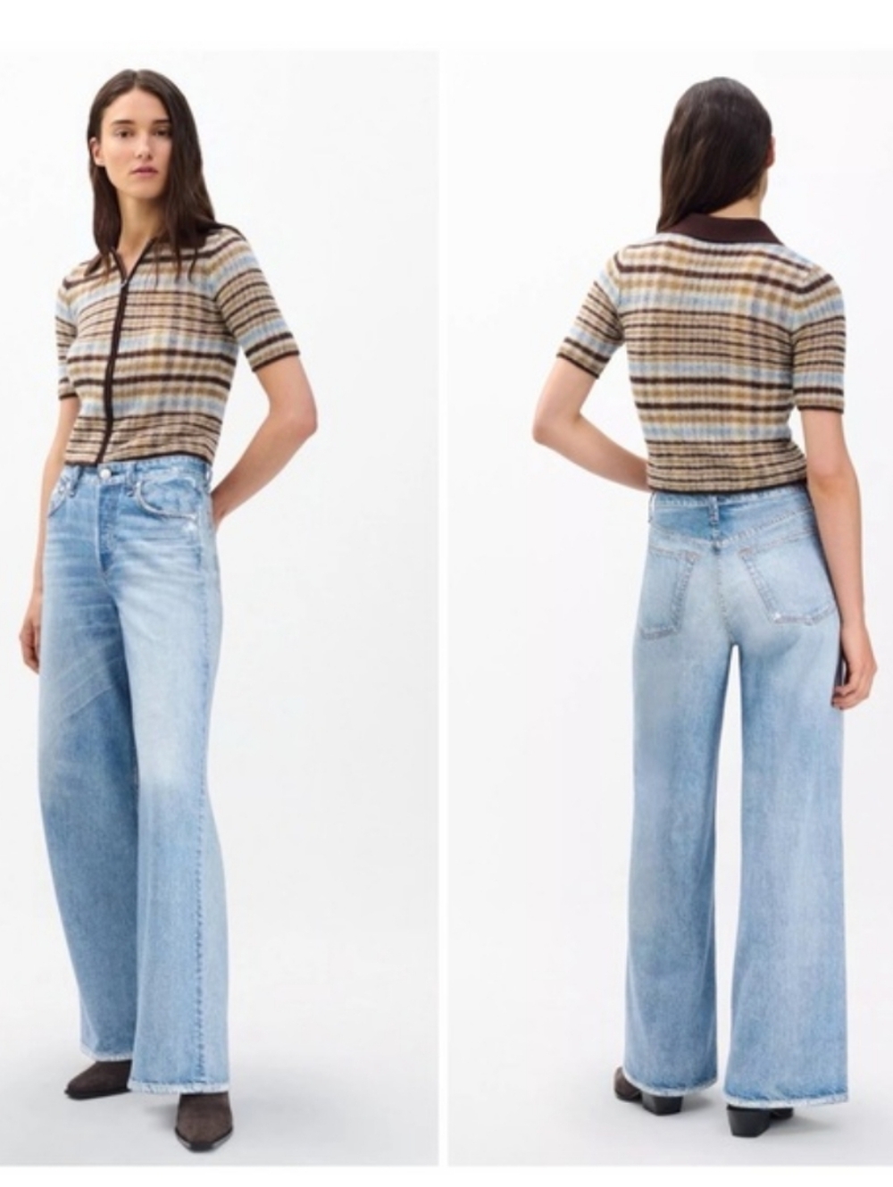 rag & bone Light Blue Wide Leg Jeans